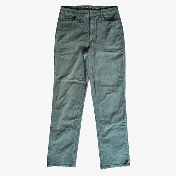 American Eagle Outfitters Denim - American Eagle Women’s Corduroy High Rise Mom Straight Jeans, Green, 12 Long